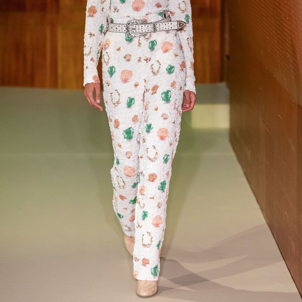 Saks Potts Multicolor Seashell Symbol Print Ruched Pants